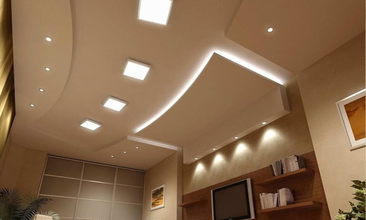 Ứng dụng đèn led ốp trần trang trí nội thất